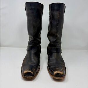 Frye Black Harness Moto Western Boots
